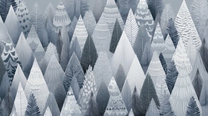 Monochrome Winter Forest: A Geometric Woodland Design for a Stylish Home Decor