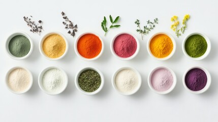 eco-friendly color palette, eco-friendly holi colors from natural ingredients creatively showcased against a neutral backdrop for a sustainable touch