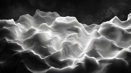 Fototapeta premium Abstract monochrome waves create a dynamic visual effect, suggesting movement and depth.