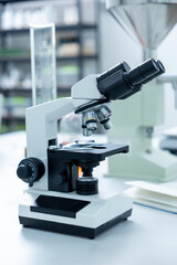 Professional scientists optical equipment in laboratory for studying