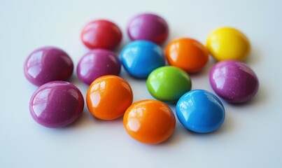 A close-up of assorted candies in vibrant colors, suitable for food packaging or decorative themes.