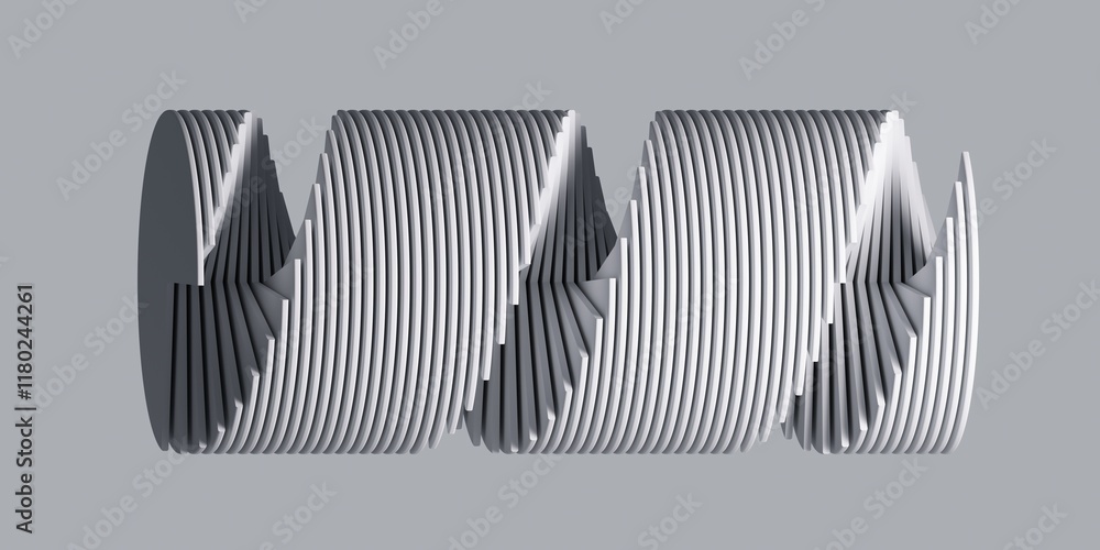 Poster Abstract minimalist background with Group of twisted shapes. 3d render.