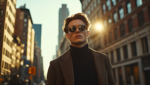 male model in turtleneck and coat