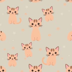 Fototapeta premium Cat seamless patern. Seamless patern with cat for textile,fabric,wrapping paper,and any print. Pretty cats or cute cat illustration , Seamless patern kawaii kittens. 