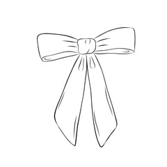 Bow in retro style. Doodle outline bow. Design elegant element	