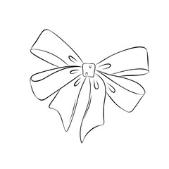 Bow in retro style. Doodle outline bow. Design elegant element	