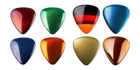 Colorful Guitar Picks on Transparent Background