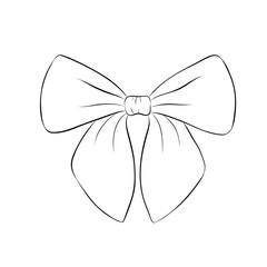 Bow in retro style. Doodle outline bow. Design elegant element	