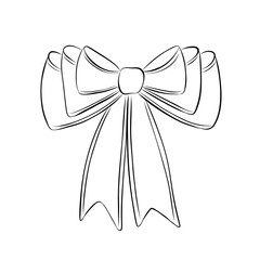 Bow in retro style. Doodle outline bow. Design elegant element	