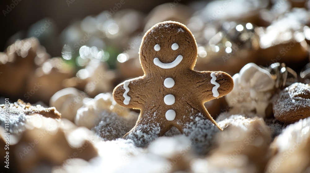 Poster a close-up shot of a ginger-haired man surrounded by cookies, perfect for food or lifestyle editoria