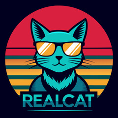 cat with sunset with sunglass 