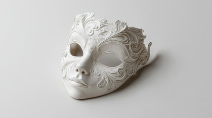 Naklejka premium White carnival mask isolated on white background.