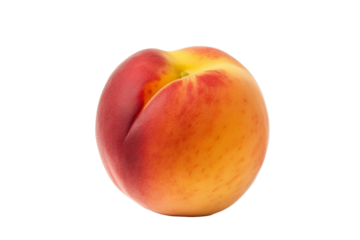 Fresh peach fruit whole piece on transparent background.
