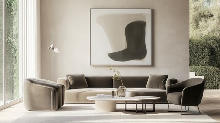 Modern Living Room Design with Neutral Color Palette and Minimalist Furniture