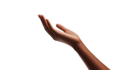 Female hand in a neutral pose as if holding an object isolated on white background