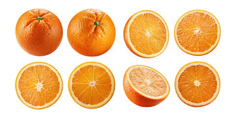 Fresh Oranges on Transparent Background