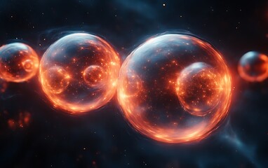 Fototapeta premium Glowing orbs in dark space.