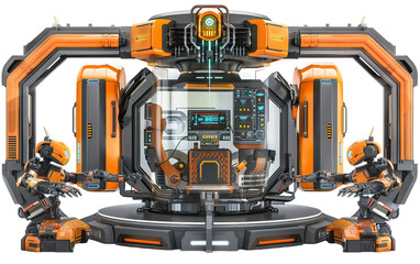 Fototapeta premium High Tech Prison with Cutting Edge Security Systems and Technology Isolated on Transparent Background PNG