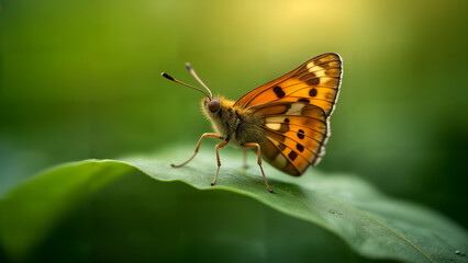 Obraz premium Fiery Skipper Butterfly on Leaf