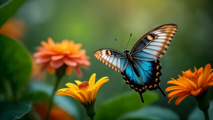 Fototapeta premium Brazilian Owl Butterfly in Tropical Landscape