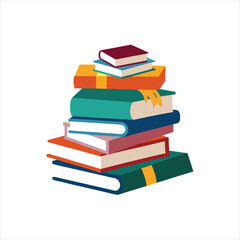 Artistic Fiction and Non Fiction Book Pile Vector for Logos