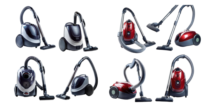 Modern Vacuum Cleaners on Transparent Background