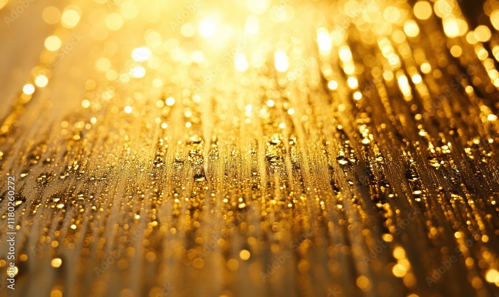 Poster close-up of rainfall on a shower curtain creating an abstract effect with light reflections.