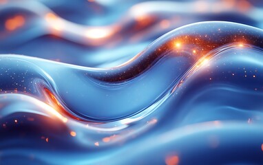 Abstract blue liquid with orange glow.