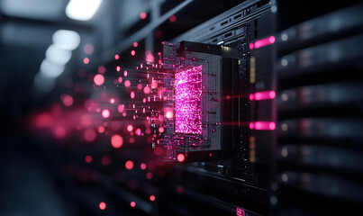 Fototapeta premium Side Angle Shot of Quantum Computer Laboratory