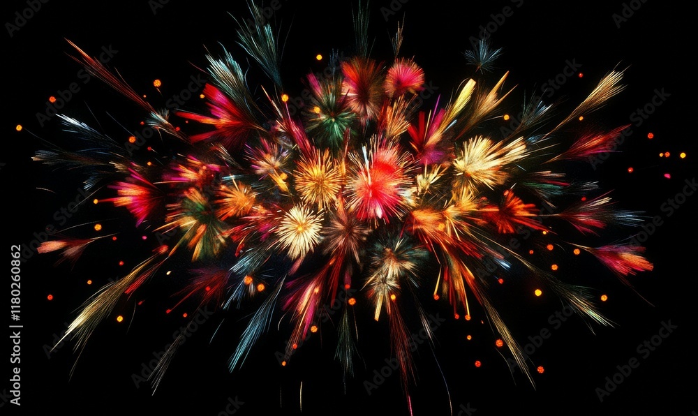 Poster colorful explosion of light and color. the image is a representation of a fireworks display. the vib