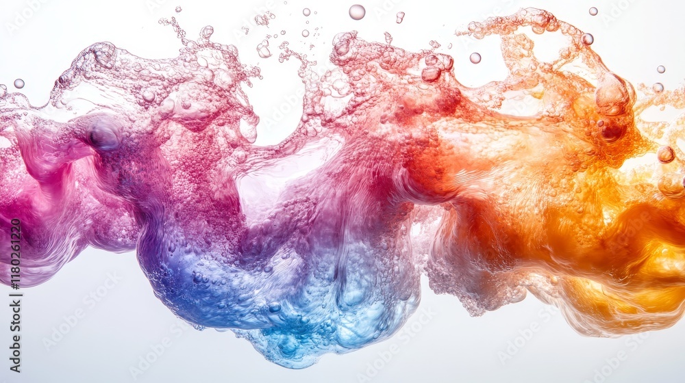 Poster bubbles in water on white background for texture or abstract concepts
