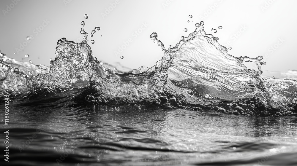 Poster bubbles in water on white background for texture or abstract concepts