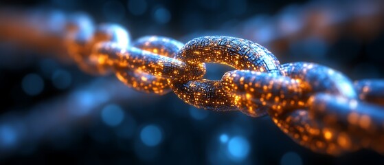 Glowing chain link close-up.