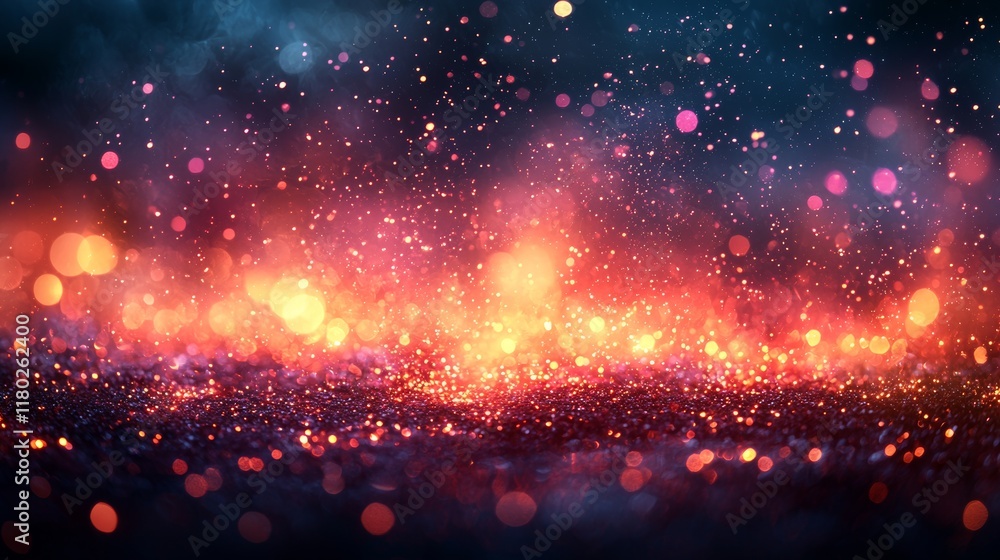 Poster abstract colorful bokeh lights on dark background showcasing atmospheric sparkles