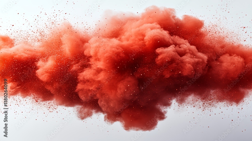 Poster red color explosion on white background for abstract art and creative projects