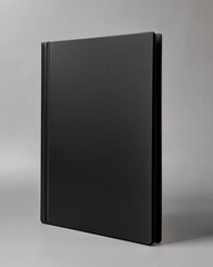Minimalistic Black Folder: Blank Book Cover for Professional Use, Open to Showcase Your Content in a Studio Setting