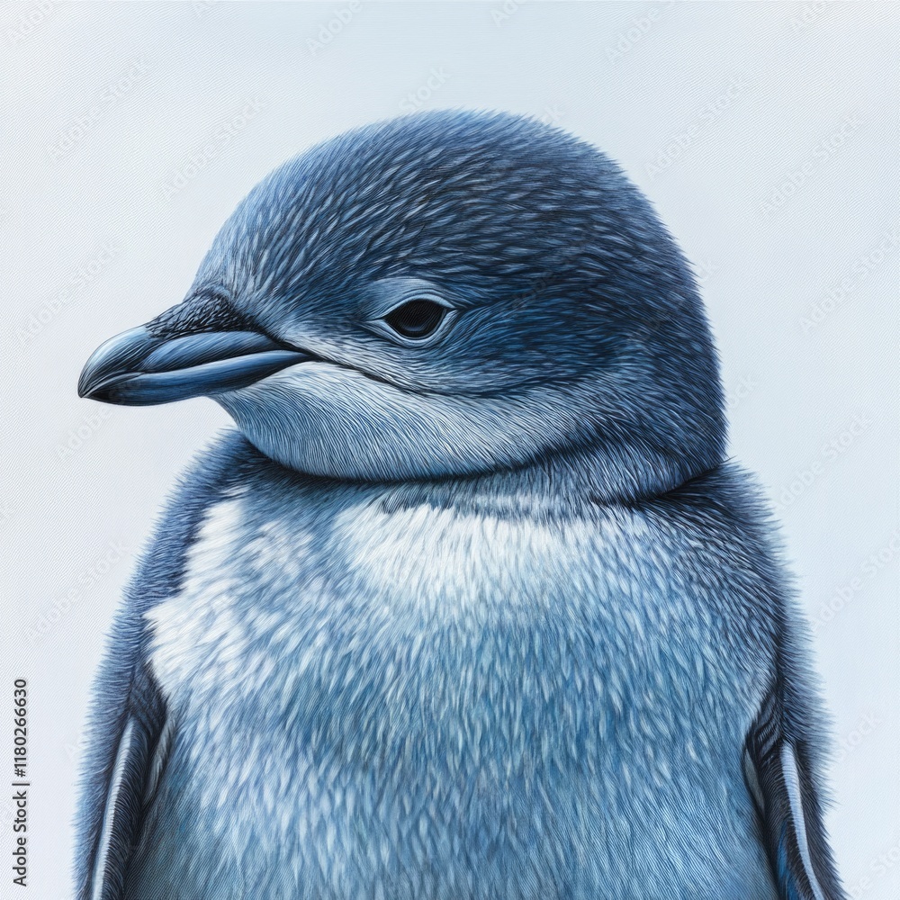Poster a close-up view of a small bird perched on a white background, ready for capture