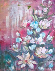 1watercolor background with flowers