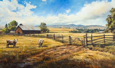 Fototapeta premium Cows in a pen on an organic livestock farm