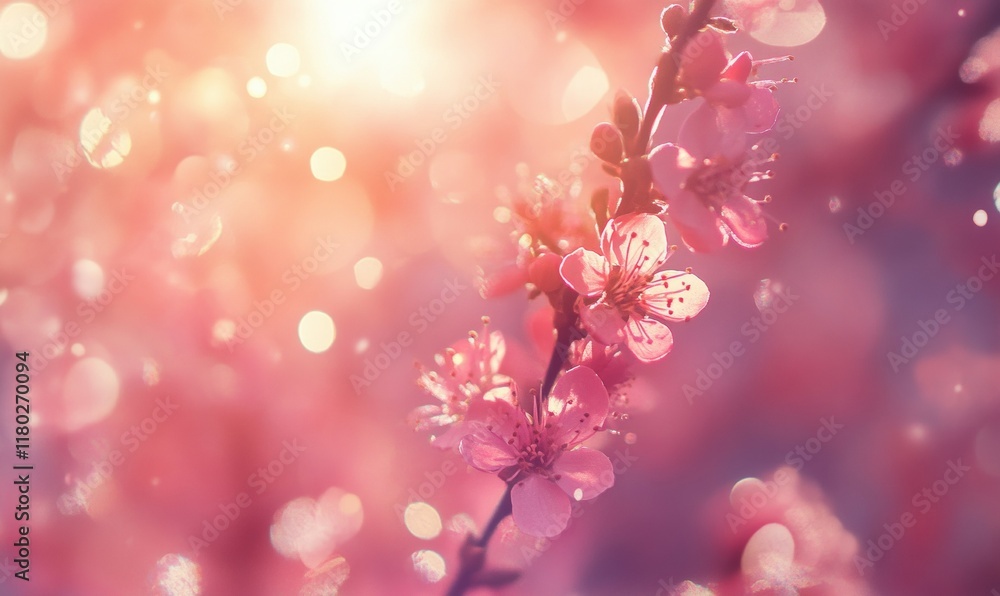 Poster blurred out spring summer season abstract nature background with lots of bokeh and a bright center s