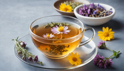 cup of tea with flowers