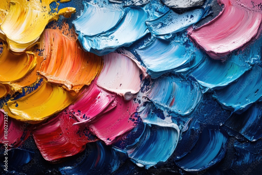 Aufkleber a close-up view of a vibrant painting featuring multiple colors and textures