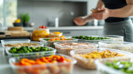 Healthy Meal Preparation for a Large Group with Multiple Food Trays