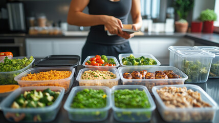 Healthy Meal Preparation for a Large Group with Multiple Food Trays