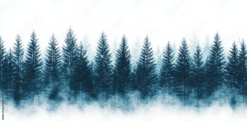Poster a snowy landscape with pine trees blanketed in snow, set against a natural winter backdrop..a wintry