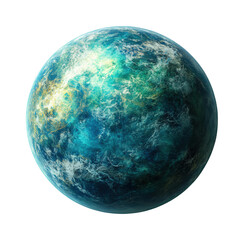 Vibrant blue and green planet in space high fidelity cosmic environment aerial view celestial concept isolated on transparent background png