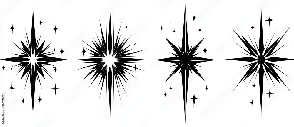 Poster a collection of snowflake icons featuring graphic, modern black and white decorations..a set of mode