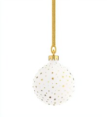 Transparent hanging glass Christmas ball with gold glitter.Glass Christmas ball, hanging and transparent, adorned with gold glitter.Hanging transparent glass Christmas ball featuring gold