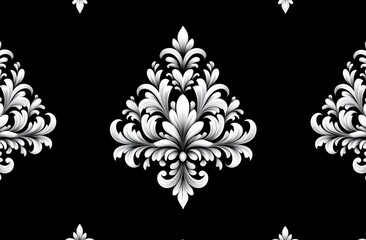 Geometric flower pattern on a seamless modern background, adorned with white and black elements.
