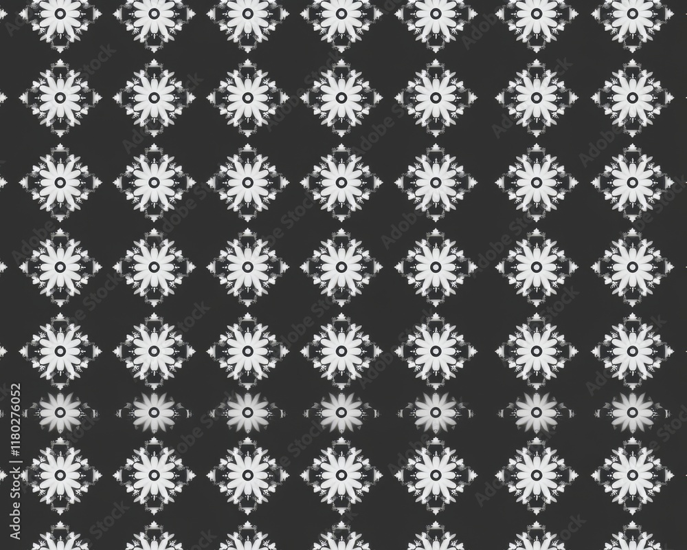 Poster a modern abstract design featuring lines and snowflakes on a seamless background with white and blac